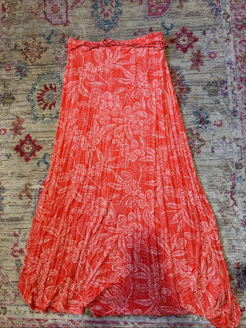 Rip Curl Coral Red Floral Maxi Skirt
